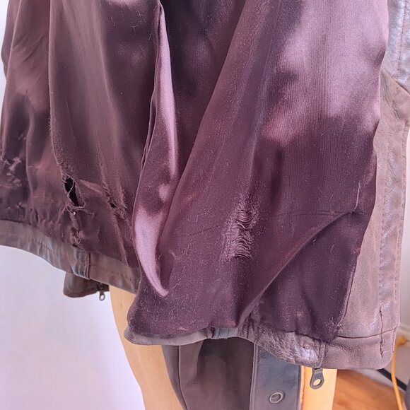 Vintage Genuine Leather Motorcycle Bomber Coat brown Jacket Women’s Medium 90s - Picture 13 of 16